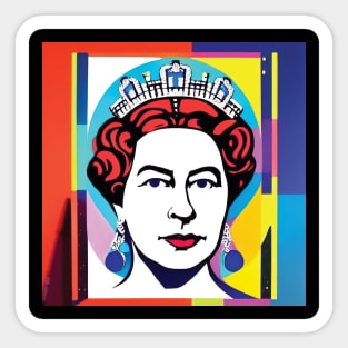 Queen Elizabeth II in Gouache Pop Art - Bold Sticker